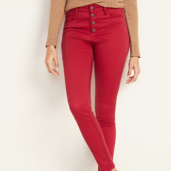 High-Waisted Button-Fly Pop-Color Rockstar Skinny - Picture 4 of 4